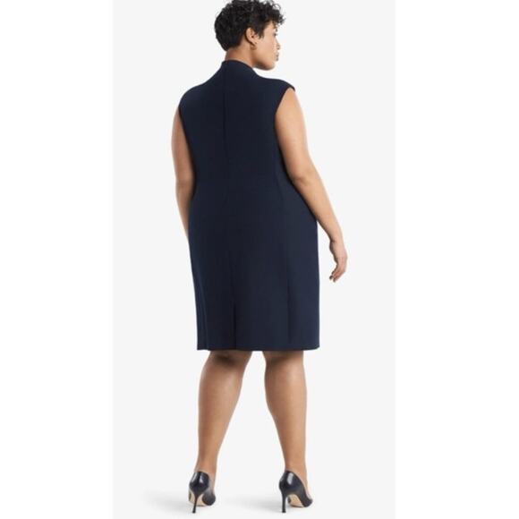 MM. LaFleur Navy Blue V-Neck Sleeveless Aditi Sheath Dress Sz 16 Classic Career - Picture 2 of 8